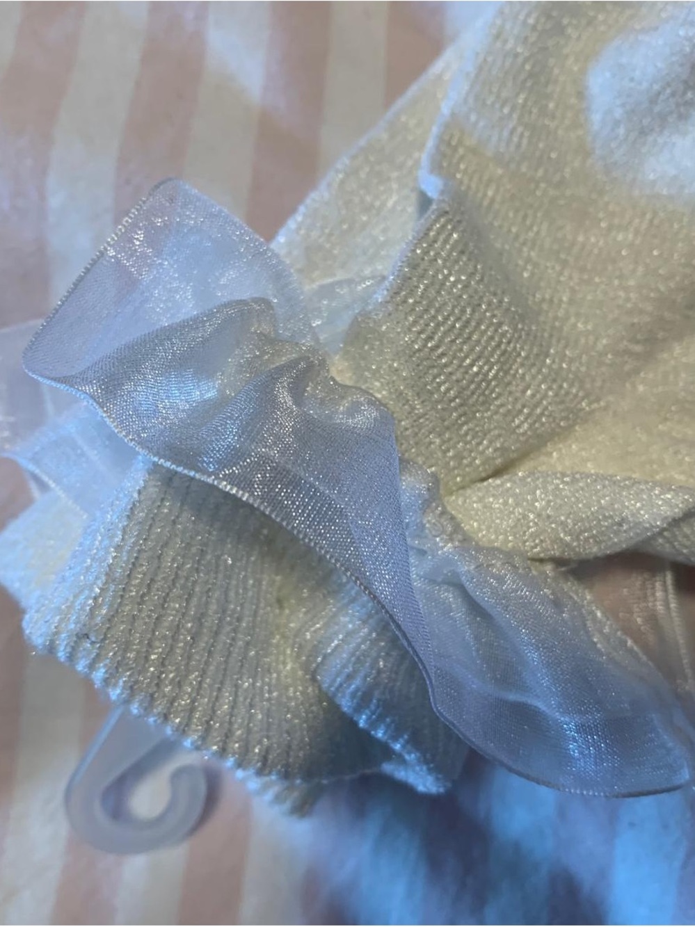 Shimmery White Organza Ruffle Party socks
